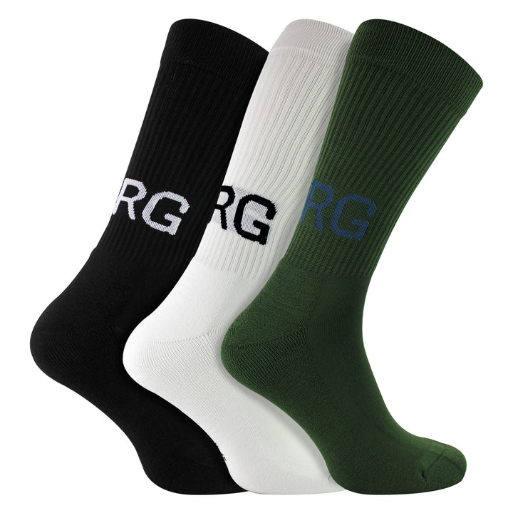 3 Pack Core Sport Ribbbed Top Crew Socks for Men