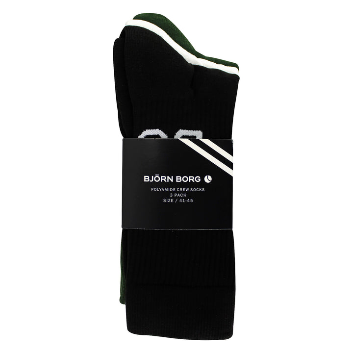 3 Pack Core Sport Ribbbed Top Crew Socks for Men