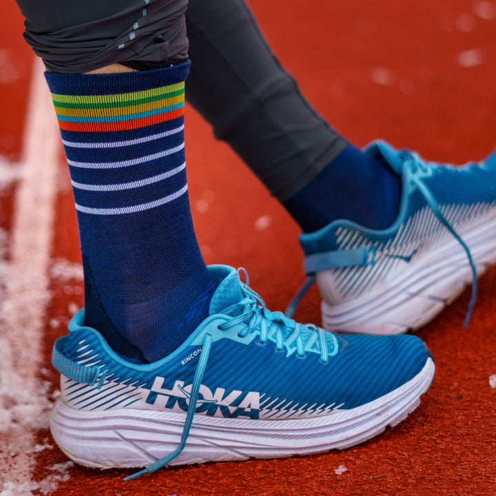 Mens Merino Wool Crew Ultra-Lightweight Anti Blister Running Socks