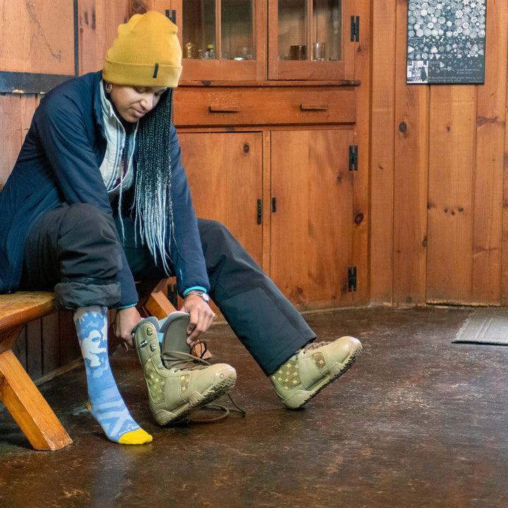 Ladies Over-the-Calf Patterned Lightweight Ski Snowboard Merino Wool Socks