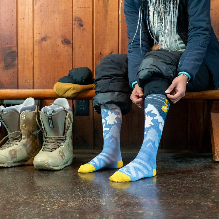 Ladies Over-the-Calf Patterned Lightweight Ski Snowboard Merino Wool Socks