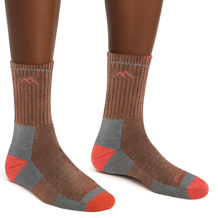 Ladies Micro Crew Cushioned Midweight Hiking Merino Wool Socks