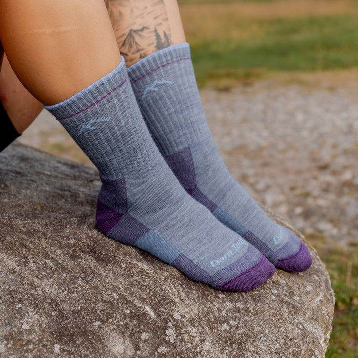 Ladies Micro Crew Cushioned Midweight Hiking Merino Wool Socks