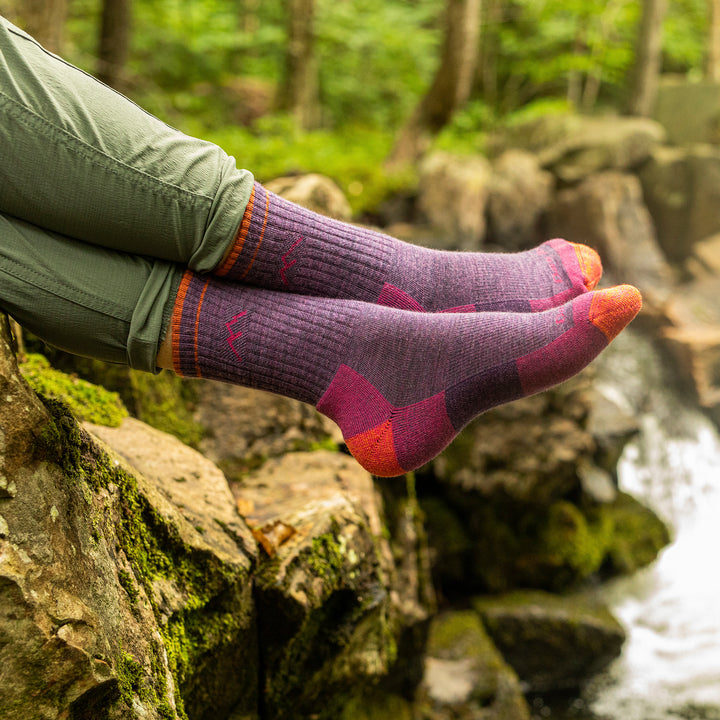 Ladies Micro Crew Cushioned Midweight Hiking Merino Wool Socks