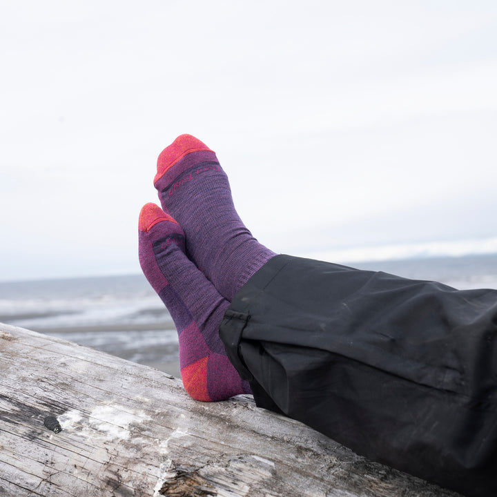 Ladies Micro Crew Cushioned Midweight Hiking Merino Wool Socks