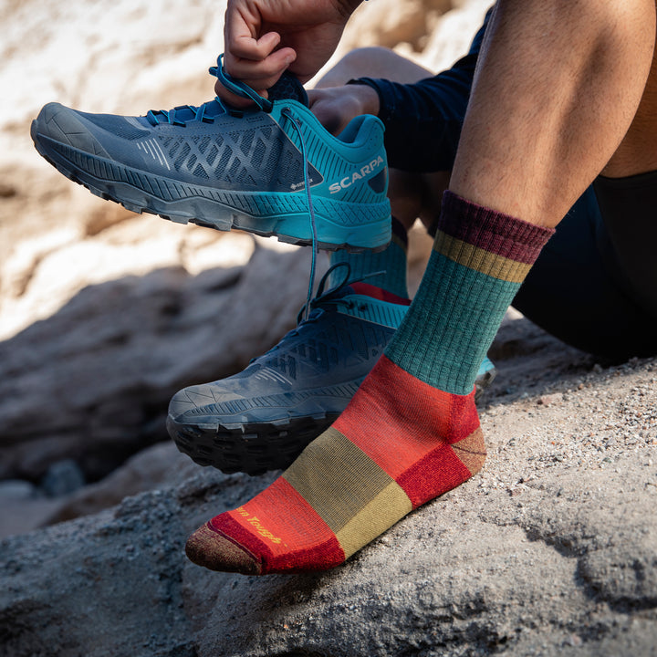 Mens Merino Wool Micro Crew Lightweight Seamless Hiking Socks