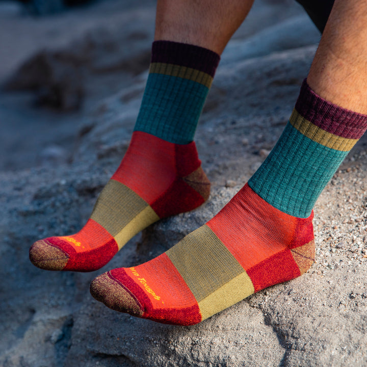 Mens Merino Wool Micro Crew Lightweight Seamless Hiking Socks