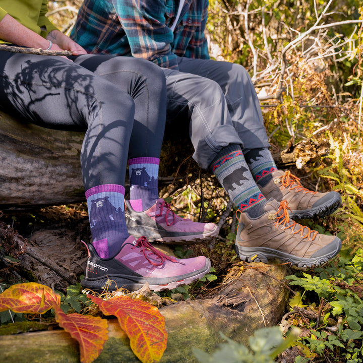Ladies Novelty Bear Patterned Hiking Merino Socks