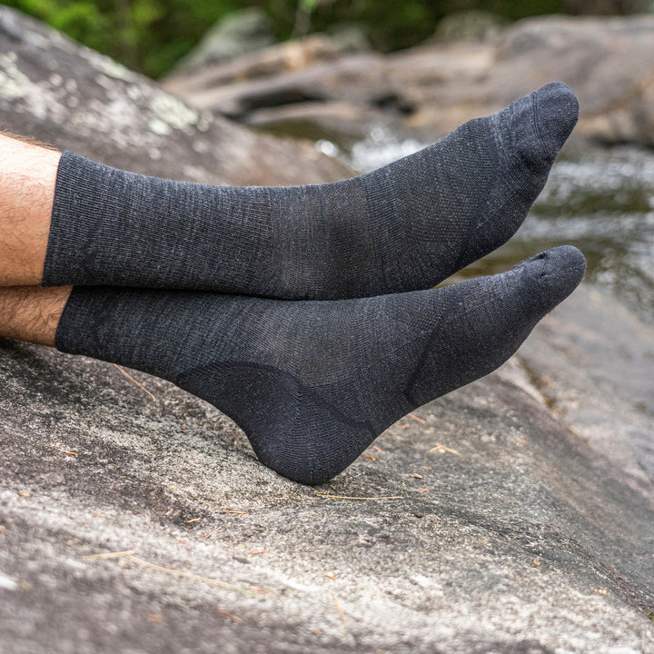 Mens Merino Wool Crew Lightweight Anti Blister Hiking Socks