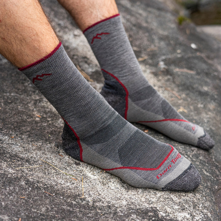 Mens Merino Wool Crew Lightweight Anti Blister Hiking Socks