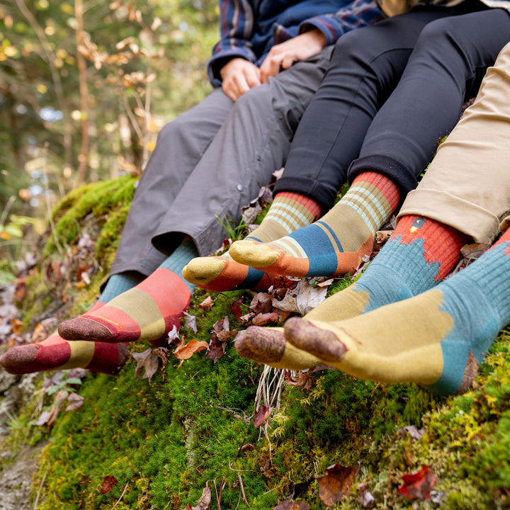 Mens Merino Wool Crew Midweight Seamless Hiking Socks