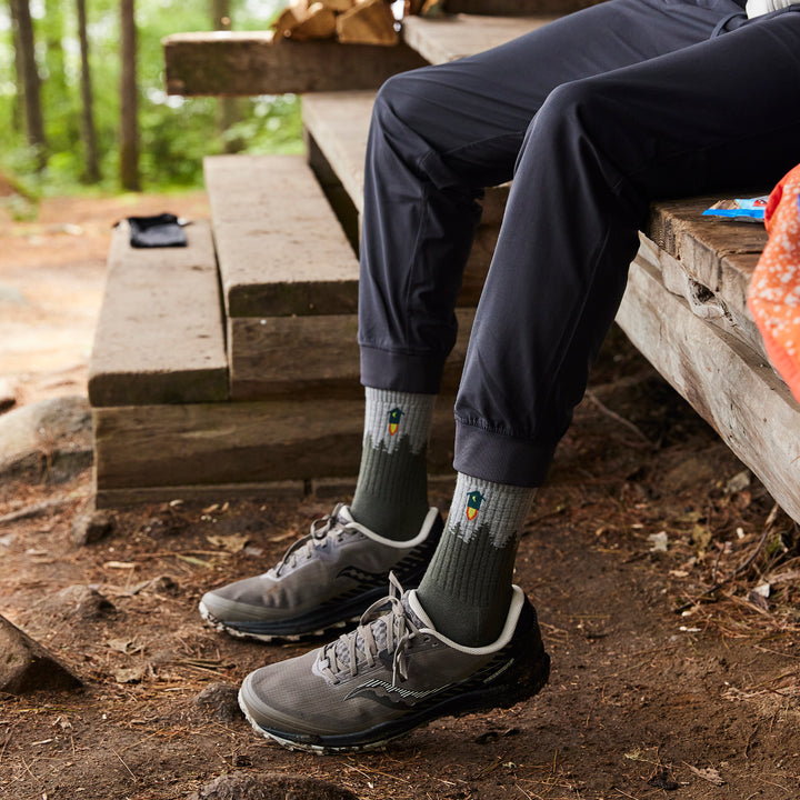 Mens Merino Wool Crew Midweight Seamless Hiking Socks
