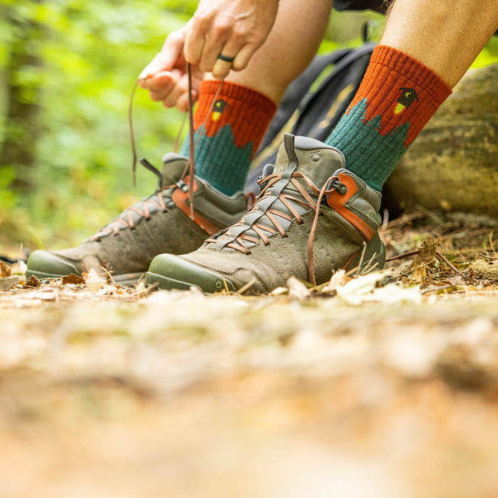 Mens Merino Wool Crew Midweight Seamless Hiking Socks