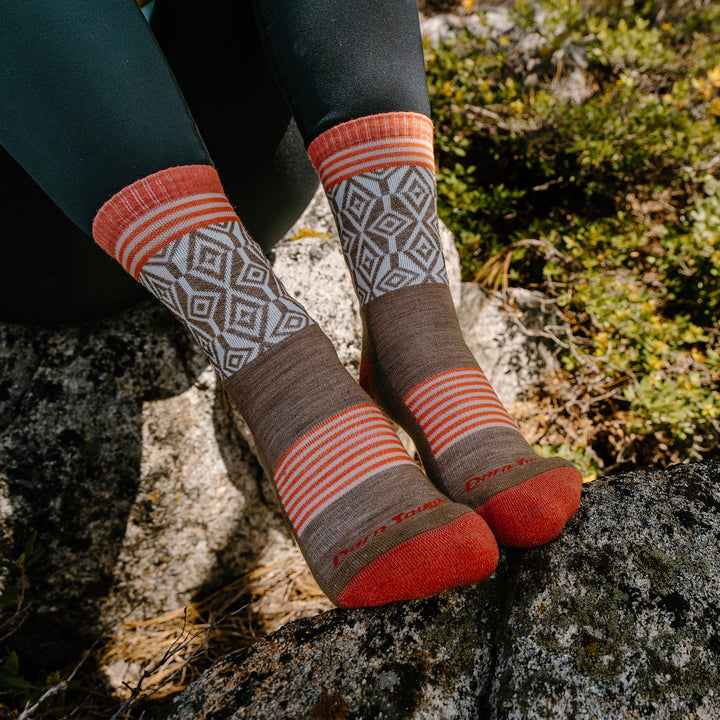 Ladies Patterned Micro Crew Hiking Merino Socks