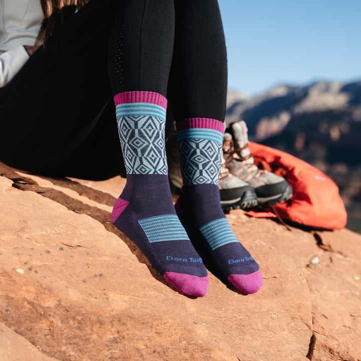 Ladies Patterned Micro Crew Hiking Merino Socks