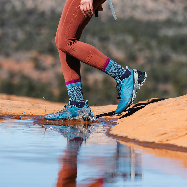 Ladies Patterned Micro Crew Hiking Merino Socks