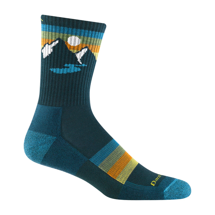 Mens Sunset Patterned Micro Crew Lightweight Hiking Seamless Merino Socks
