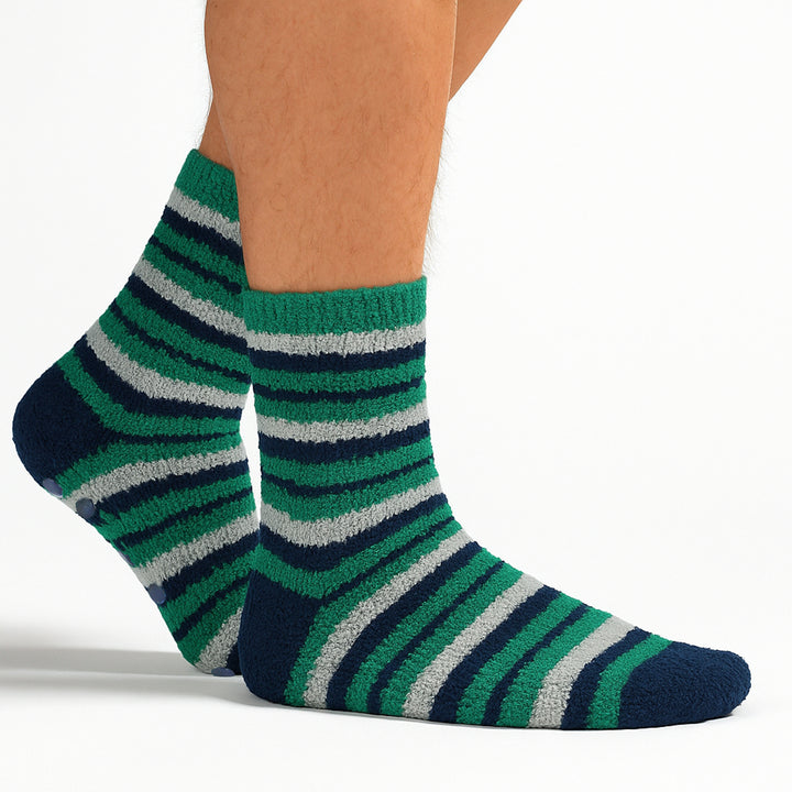 Lot de 4 paires de chaussettes de lit confortables et moelleuses pour homme avec semelles antidérapantes