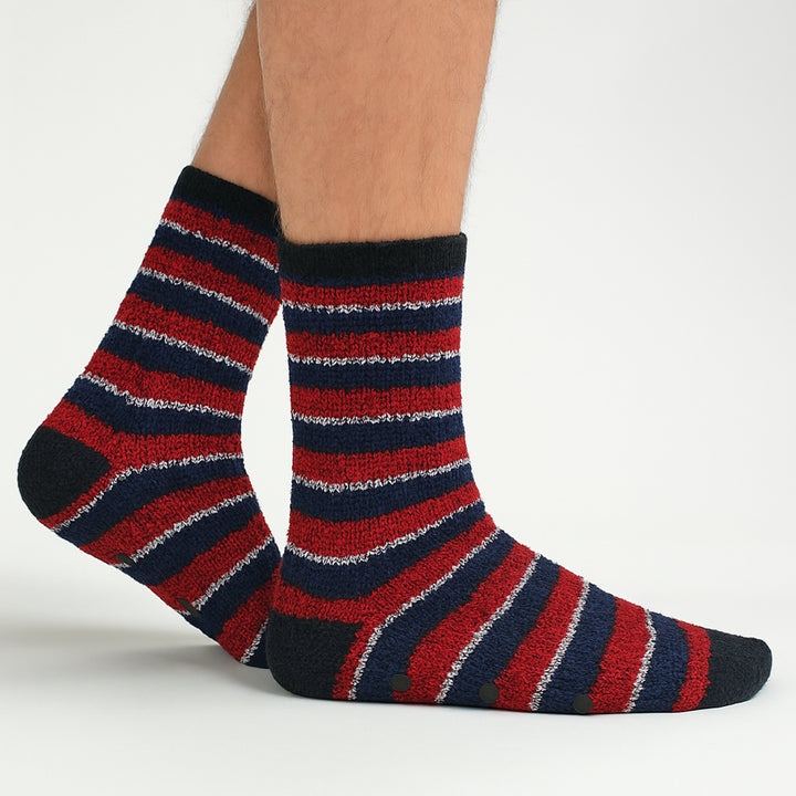 Lot de 4 paires de chaussettes de lit confortables et moelleuses pour homme avec semelles antidérapantes