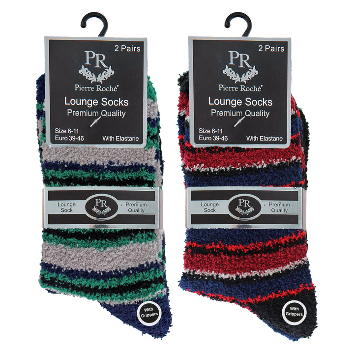 Lot de 4 paires de chaussettes de lit confortables et moelleuses pour homme avec semelles antidérapantes