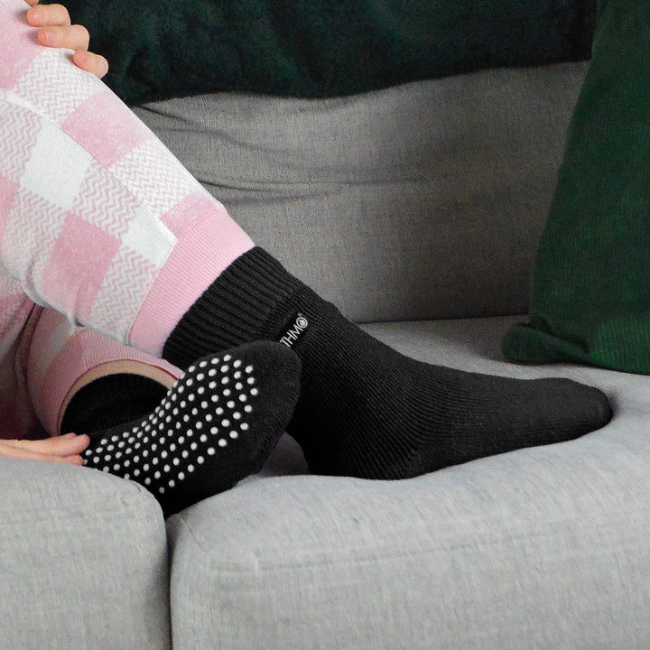 3 Pack Ladies Cosy Non Slip Thermal Slipper Socks with Grippers