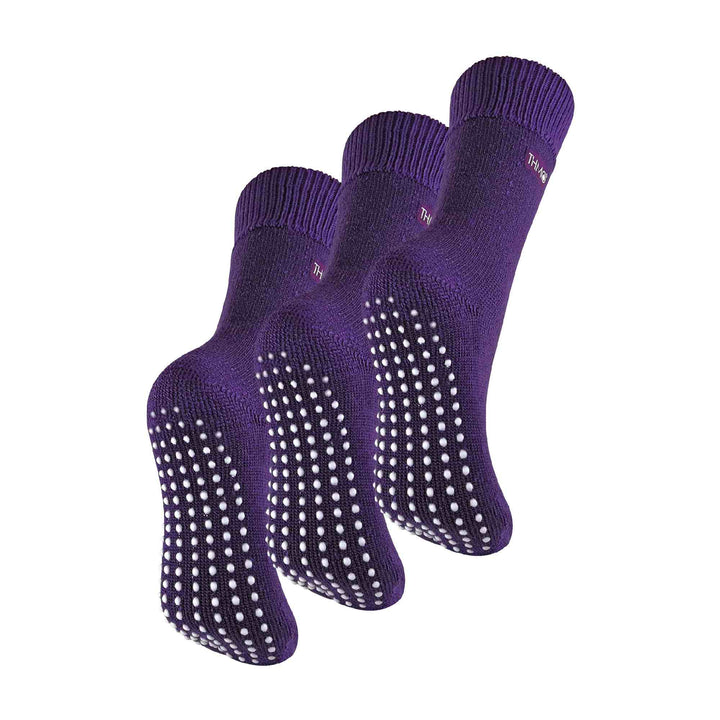 3 Pack Ladies Cosy Non Slip Thermal Slipper Socks with Grippers