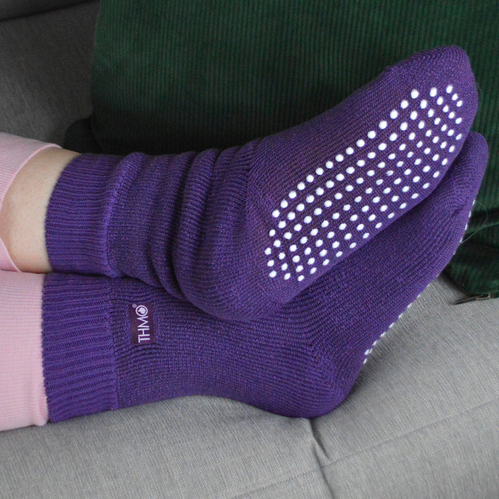 3 Pack Ladies Cosy Non Slip Thermal Slipper Socks with Grippers