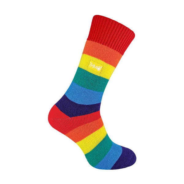 Chaussettes-chaussons En Laine épaisse – Doublure Polaire Arc-en-ciel, Fait Main Népal, Neuf