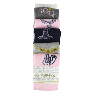5 Pairs Ladies Cotton Novelty Socks - Harry Potter Pattern Comfortable Socks