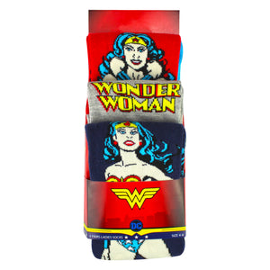 3 Pairs Ladies Cotton Novelty Socks - Wonder Woman Pattern Comfortable Socks