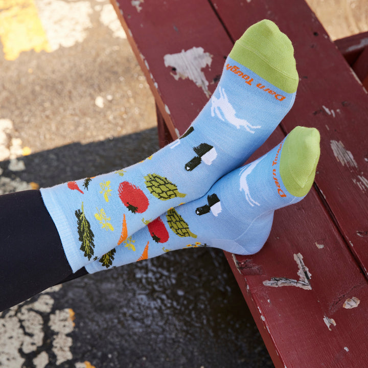 Ladies Vegetable Patterned Lightweight Merino Wool Crew Socks