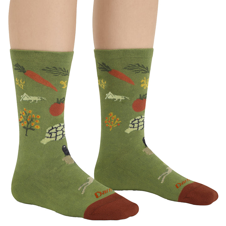 Ladies Vegetable Patterned Lightweight Merino Wool Crew Socks