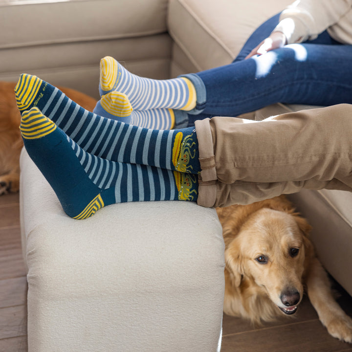 Mens Animal Patterned Crew Lightweight Seamless Merino Wool Socks