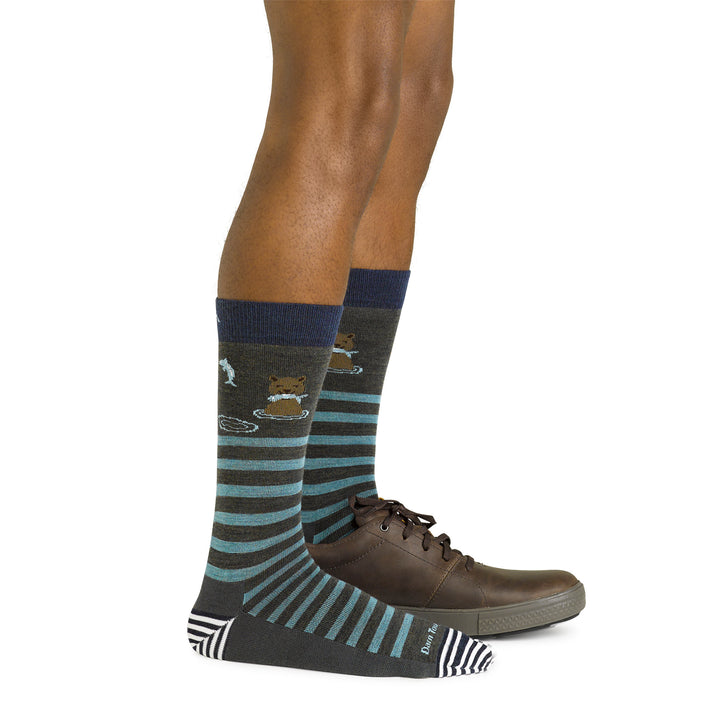 Mens Animal Patterned Crew Lightweight Seamless Merino Wool Socks