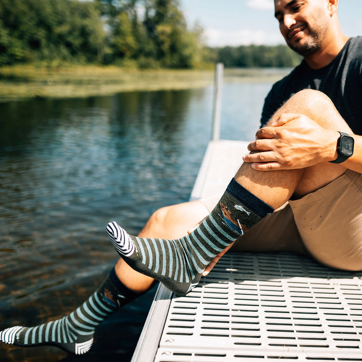 Mens Animal Patterned Crew Lightweight Seamless Merino Wool Socks