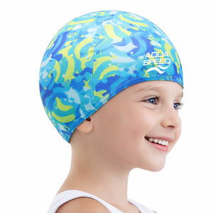 Baby Girl & Boy Patterned Fabric Swimming Cap | Flexible Comfortable Toddler Fit