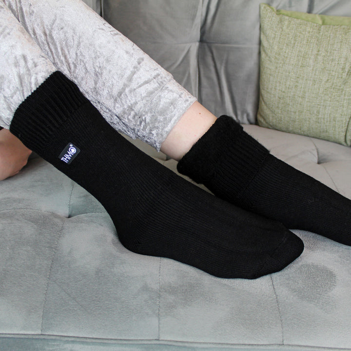 3 Pairs Kids Thermal Socks | Ribbed Soft Top Fleece Fluffy Inner Warm Socks