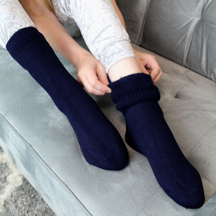 3 Pairs Kids Thermal Socks | Ribbed Soft Top Fleece Fluffy Inner Warm Socks