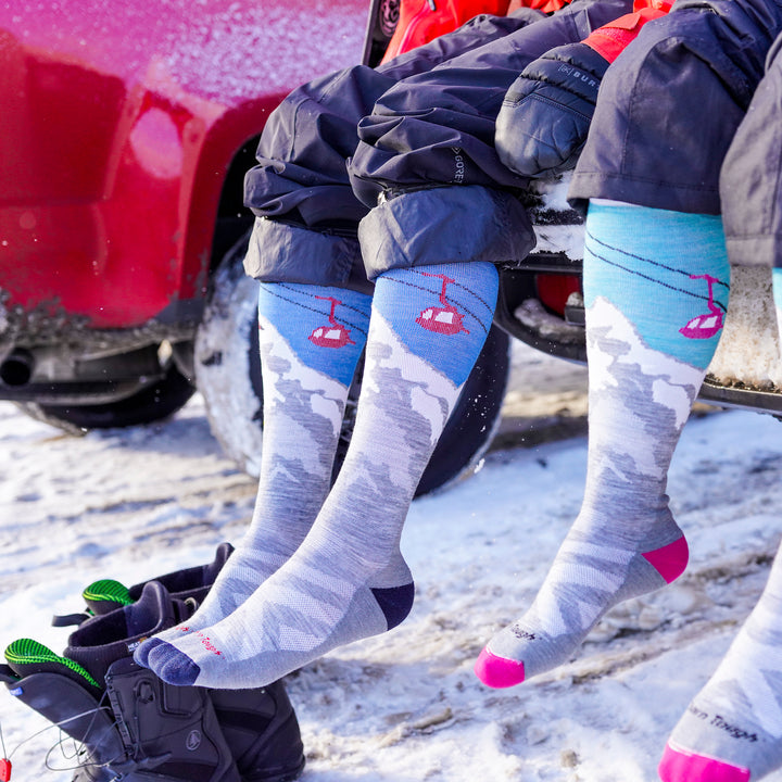 Mens Merino Wool Yeti Patterned Knee High Midweight Ski Snowboard Socks