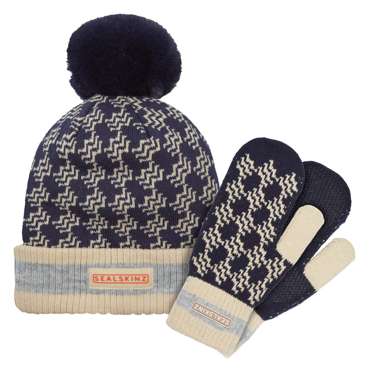 Waterproof Bobble Hat with Knitted Mitten For Men and Women