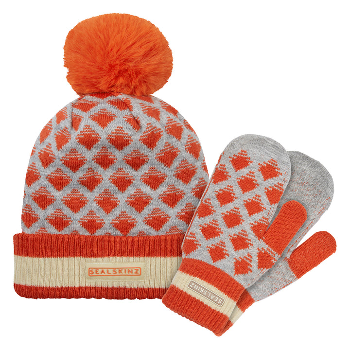 Waterproof Bobble Hat with Knitted Mitten For Men and Women