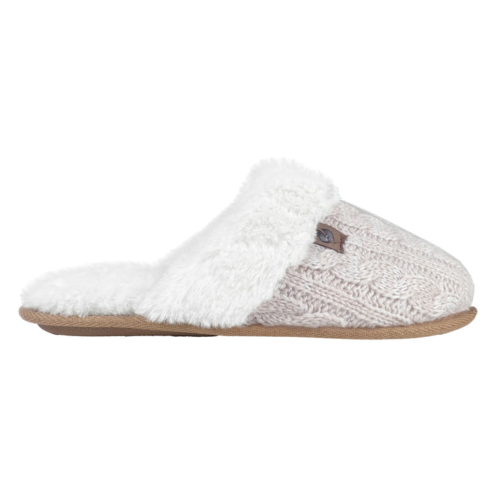 Ladies Cable Knit Faux Fur Thermal Winter Slippers