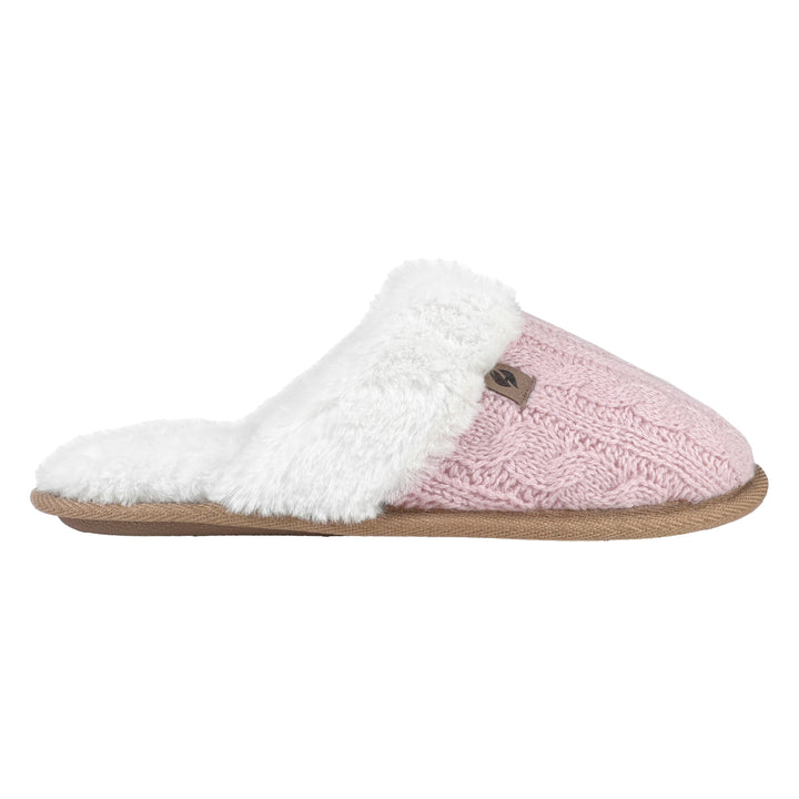 Ladies Cable Knit Faux Fur Thermal Winter Slippers