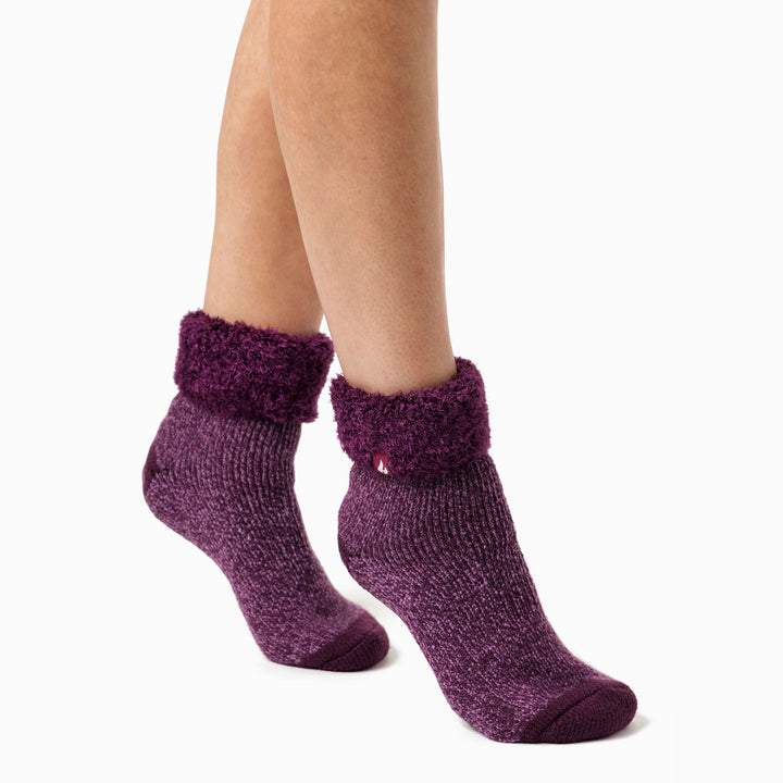 Chaussettes basses thermiques antidérapantes pour femmes, avec bandes antidérapantes