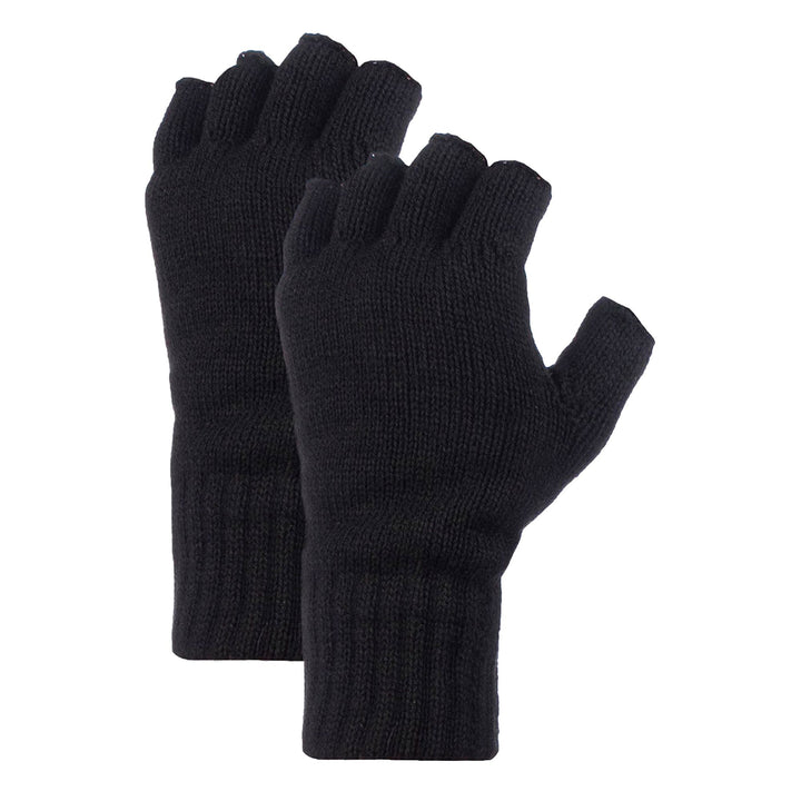 Mens Fingerless Gloves with Thermal Fleece Lining - 2 Pack