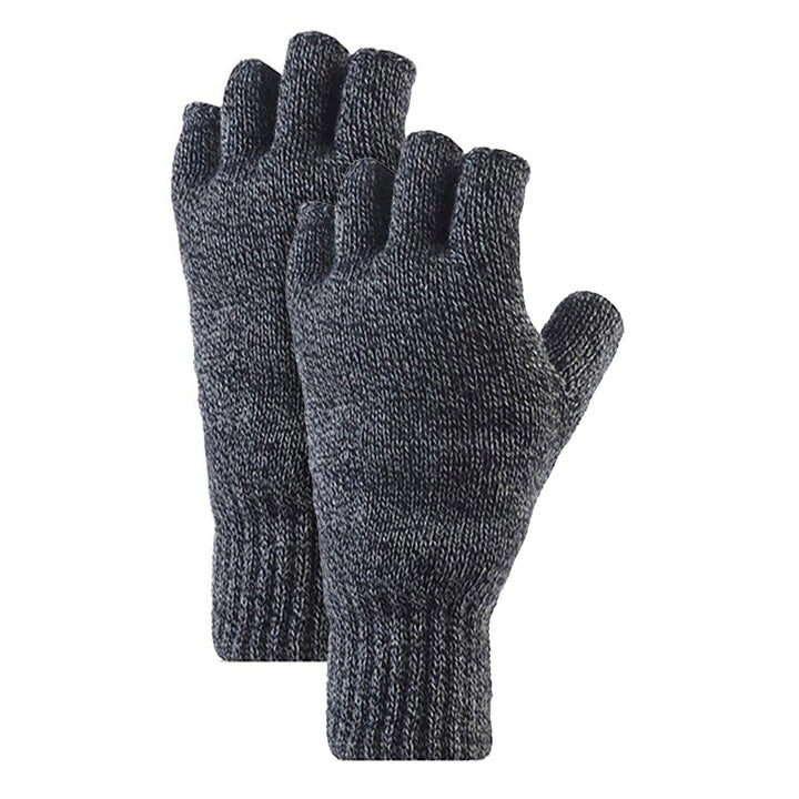 Mens Fingerless Gloves with Thermal Fleece Lining - 2 Pack