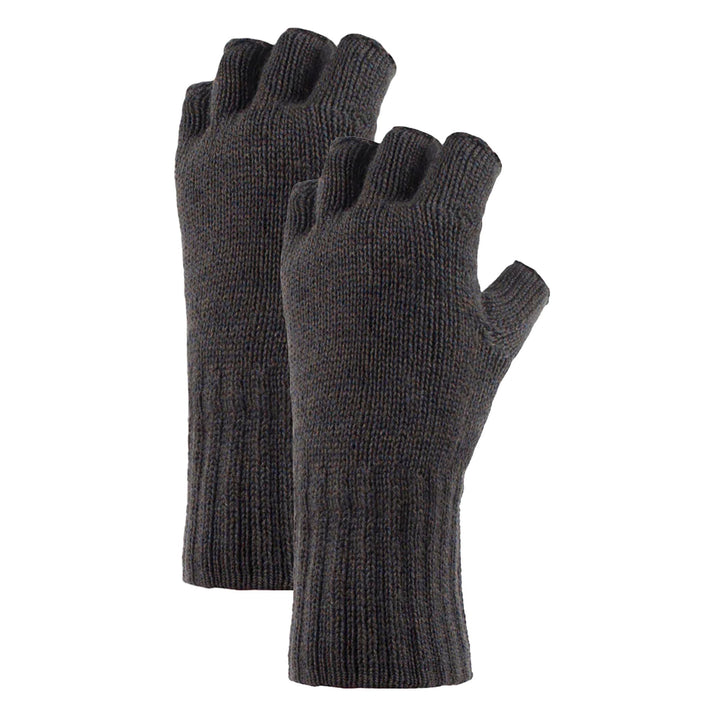 Mens Fingerless Gloves with Thermal Fleece Lining - 2 Pack