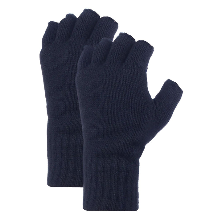 Mens Fingerless Gloves with Thermal Fleece Lining - 2 Pack