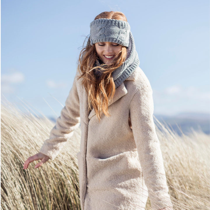 Ladies Cable Knitted Fleece Lined Thermal Winter Ear Warmer Headband
