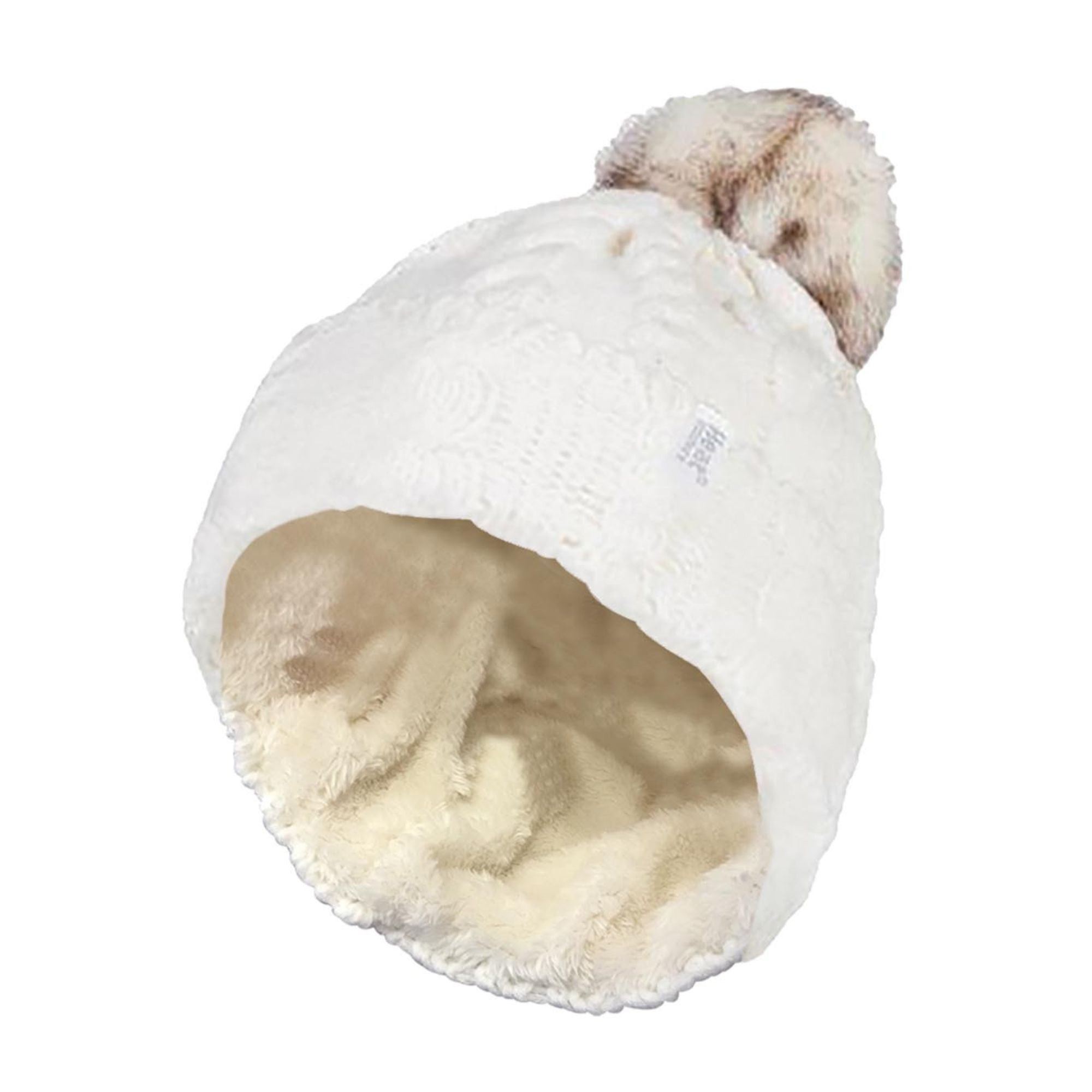 Pink Beanie Ladies Chunky Cable Knit Beanie – Thermal Teddy Fleece